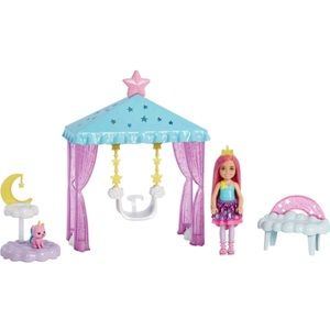 Barbie Chelsea Dreamtopia Playset With Doll, Gazebo, Swing And Kitten